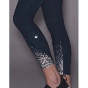 Lululemon Run Leggings Reflective Dot Cropped scalloped Athletic Pants Pockets 4